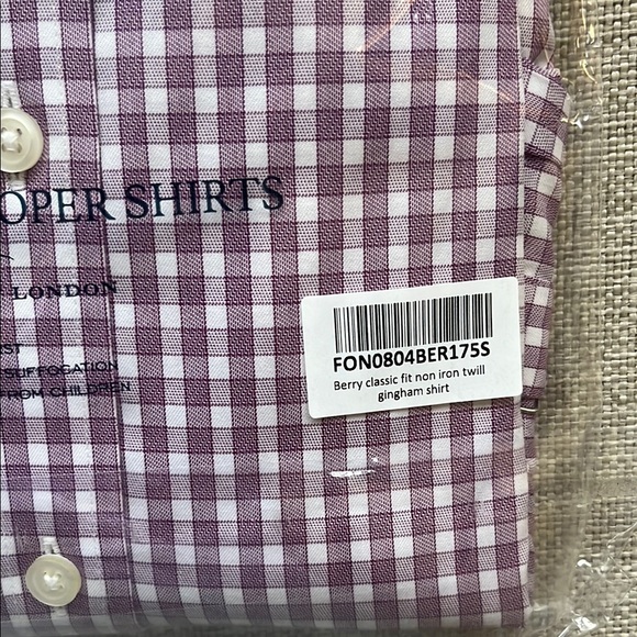 NWT Charles Tyrwhitt Burgundy Checkered Dress Shirt - Picture 3 of 7